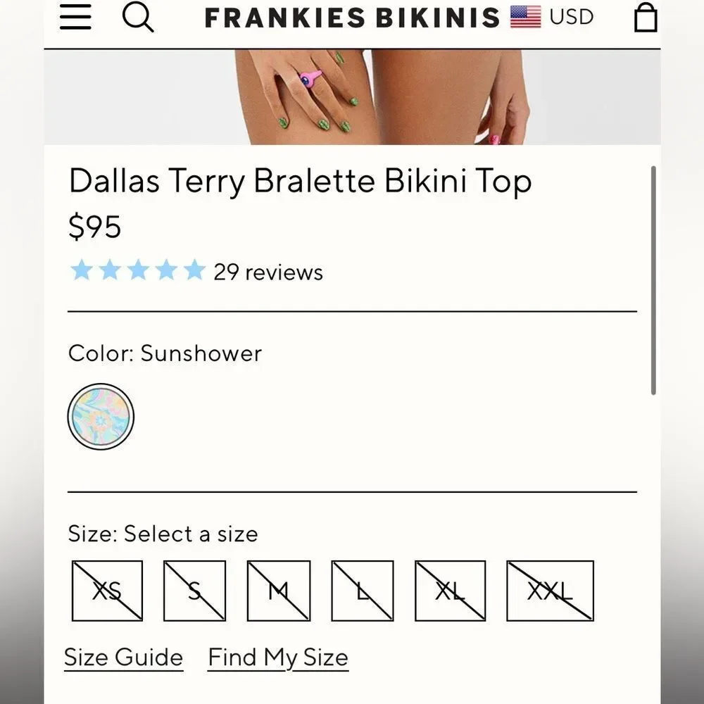 Frankie’s Bikinis Dallas Terry Bralette Bikini Top in Sunshower🐚🌸